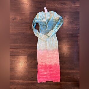 Ombre Maxi Dress - Blue and Pink
